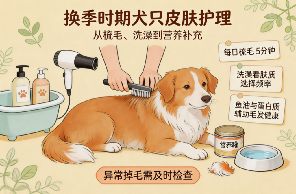 换季时期犬只皮肤护理与掉毛管理要点：从梳毛、洗澡到营养补充的全面指南