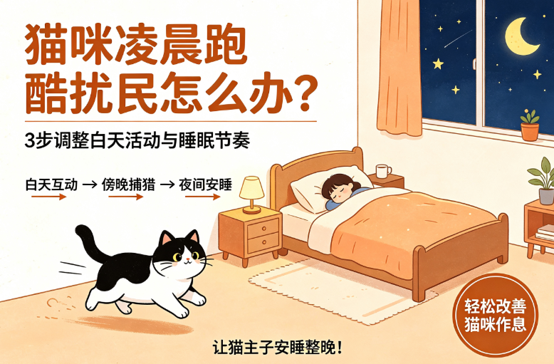 猫咪凌晨跑酷扰民怎么办？3步调整白天活动与睡眠节奏，轻松改善猫咪作息，让猫主子安睡整晚！
